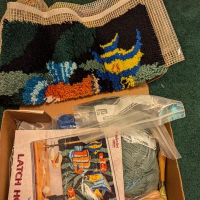 Knitting Projects & Fish & Cat Latch Hook Art