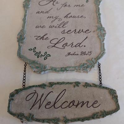 Concrete Welcome Sign "Joshua 24.15"