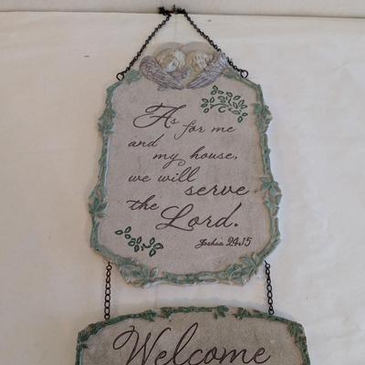 Concrete Welcome Sign "Joshua 24.15"