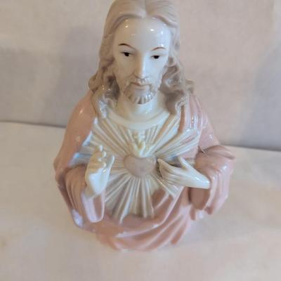 Madonna & Child Hand Painted Statue Japan - Jesus Figures Vintage RR Roman Inc. Porcelain Ascending Jesus Decor
