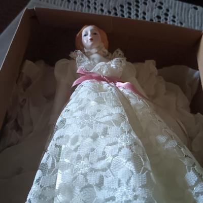 Vintage Angel in Lace Dress With Pink bow