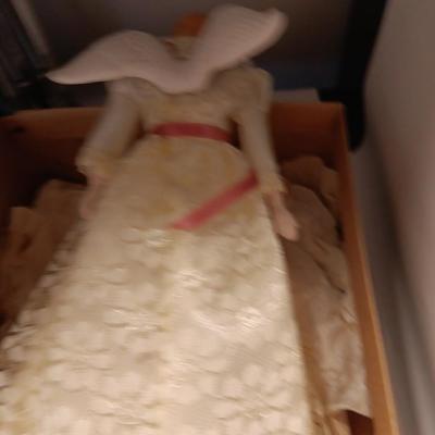 Vintage Angel in Lace Dress With Pink bow