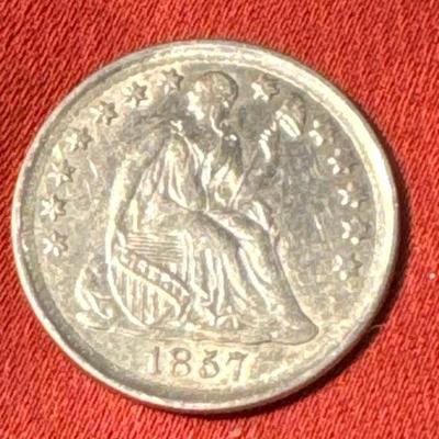 1857 HALF DIME UNC U S COIN SILVER C109