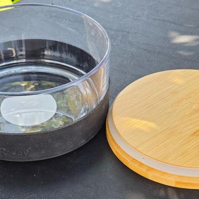 Pet Bowls- Stainless & Glass with Bamboo Lid