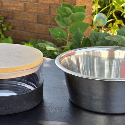 Pet Bowls- Stainless & Glass with Bamboo Lid