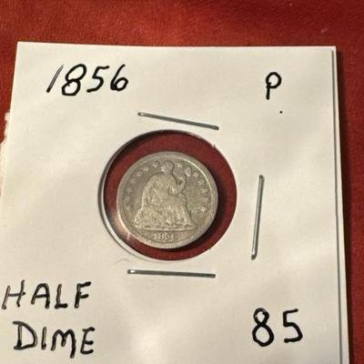 1856 P HALF DIME VF U S COIN C111