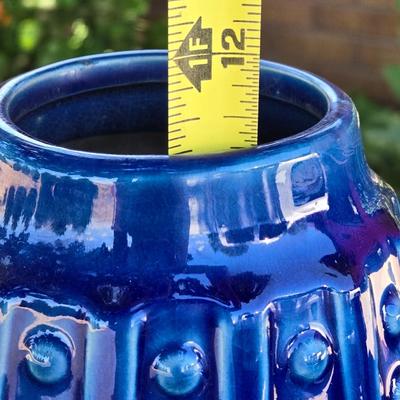 Blue Hobnail Ceramic Vase