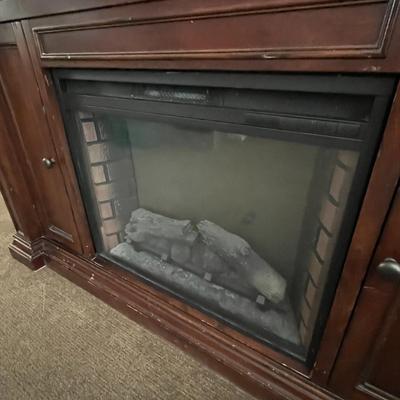 Electric Fireplace Wood TV Stand With Remote