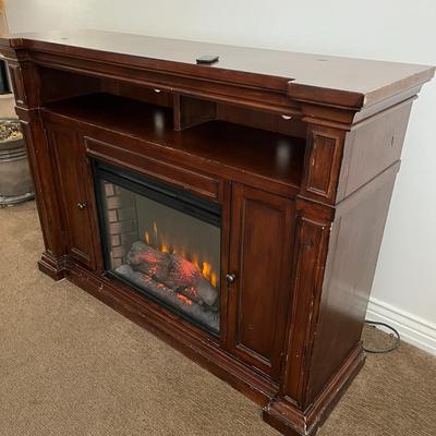 Electric Fireplace Wood TV Stand With Remote