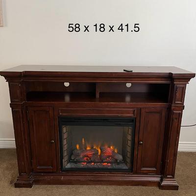 Electric Fireplace Wood TV Stand With Remote