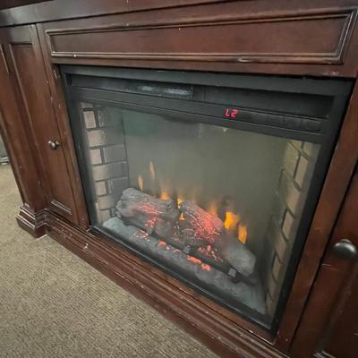 Electric Fireplace Wood TV Stand With Remote