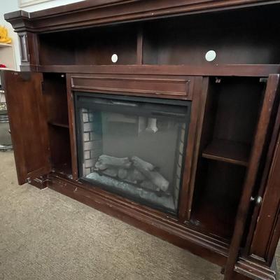 Electric Fireplace Wood TV Stand With Remote