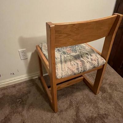 Scandinavian Style Wooden Dining Chair With Fabric Seat