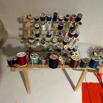 Vintage Wooden Sewing Spools & Sewing Tools