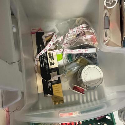Lots of Sewing Supplies in White Organizer of 3 Drawers