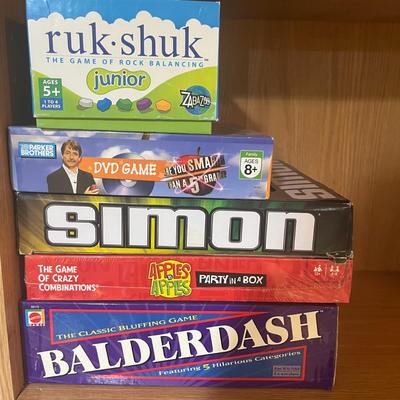 Run.Shuk-The Game of Rock Balancing, Parker Brithers DVD Games, Simon, BGG15 Apples to Apples Game, Balderdash Game, Scrabble Game,...