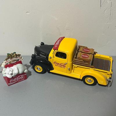 1956 Replica Coca Cola die-cast metal bank 1930 Replica Coca Cola Truck, Coca Cola Delivery Truck & 1997 baby's First Christmas...
