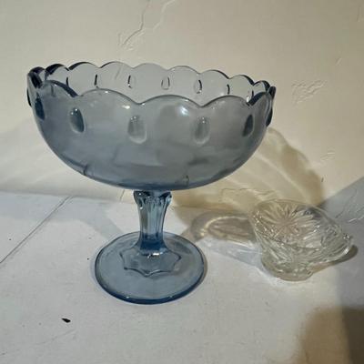 Blue Vase & 12 Piece Glass Cups