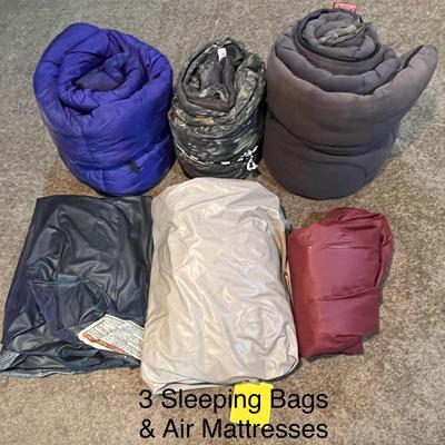 Set Of 3 Sleeping Bags and Air Mattresses