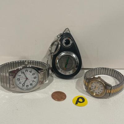 Set of 2 Watches and Mini Compass Keychain