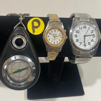 Set of 2 Watches and Mini Compass Keychain