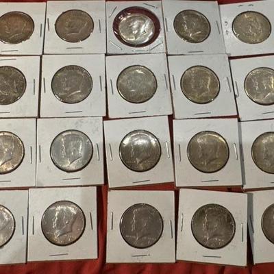 Lot of (20) 1964 KENNEDY HALF DOLLARS US COIN SILVER