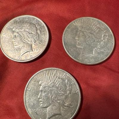 Lot of 3 PEACE DOLLARS US COIN C134