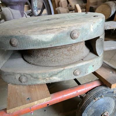 Massive Iron and Wood Block and Tackle Pulley