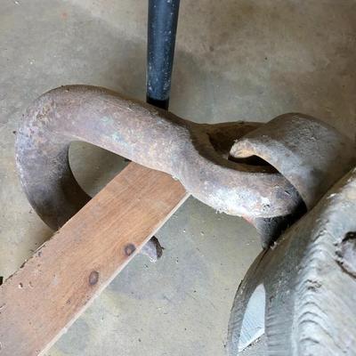 Massive Iron and Wood Block and Tackle Pulley