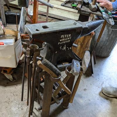 Peter Wright Blacksmith Anvil with Stand and Tools