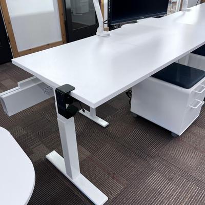 POPPIN Series L Adjustable Height Desk Top, White 
