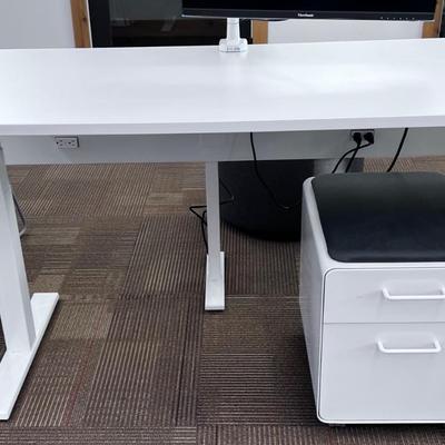 POPPIN Series L Adjustable Height Desk Top, White 