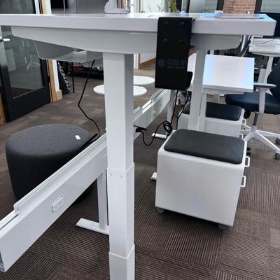 POPPIN Series L Adjustable Height Desk Top, White 