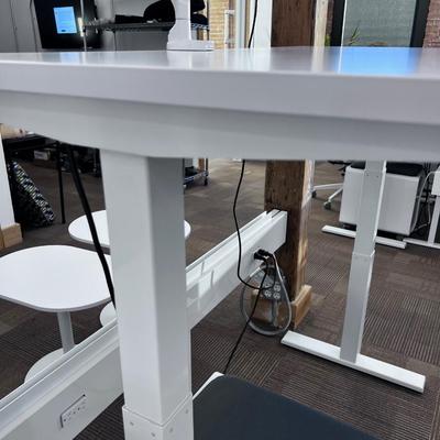 POPPIN Series L Adjustable Height Desk Top, White 