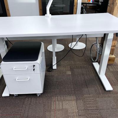 POPPIN Series L Adjustable Height Desk Top, White 
