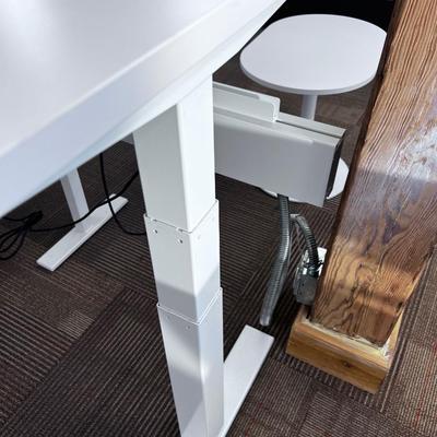 POPPIN Series L Adjustable Height Desk Top, White 