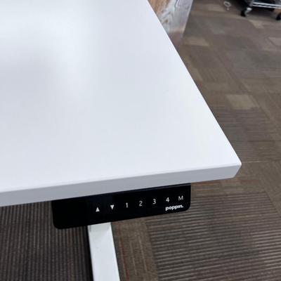 POPPIN Series L Adjustable Height Desk Top, White 