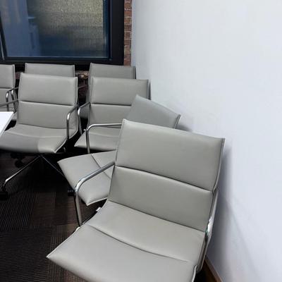 10 Meredith Mid Back Gray Meeting Chair on Wheels 