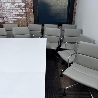 10 Meredith Mid Back Gray Meeting Chair on Wheels 