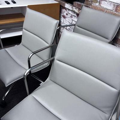 10 Meredith Mid Back Gray Meeting Chair on Wheels 