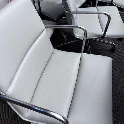 10 Meredith Mid Back Gray Meeting Chair on Wheels 