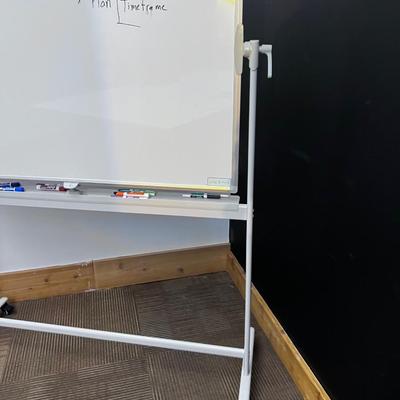 White Board Double Sided on Stand with Rollers 