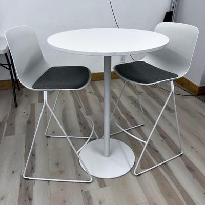Bistro Table White TUCKER POPPIN Table and (2) KEY POPPIN Chairs 