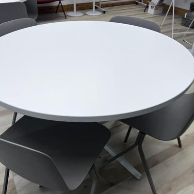 #41 POPPIN Touch Point Round Table with 4 Key Side Chairs. 