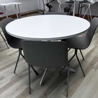 #41 POPPIN Touch Point Round Table with 4 Key Side Chairs. 