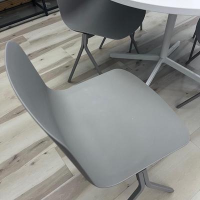 #41 POPPIN Touch Point Round Table with 4 Key Side Chairs. 