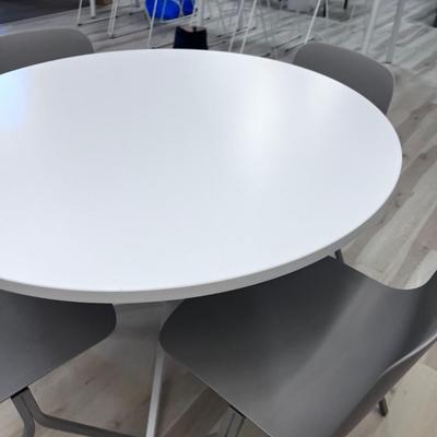  #42 POPPIN Touch Point Round Table with 4 Key Side Chairs. 