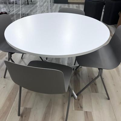  #42 POPPIN Touch Point Round Table with 4 Key Side Chairs. 