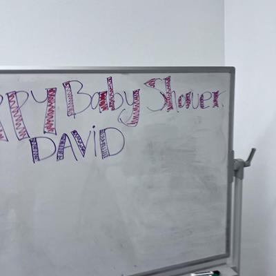 White Board Double Sided on Stand with Rollers 