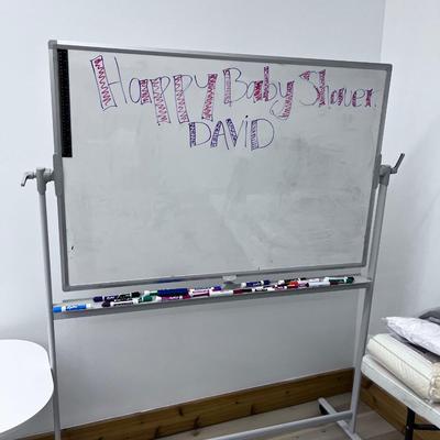 White Board Double Sided on Stand with Rollers 
